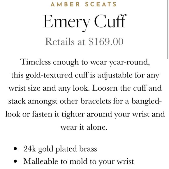 Emery 24K Plated Gold Textered Cuff Bracelet - Picture 3 of 11
